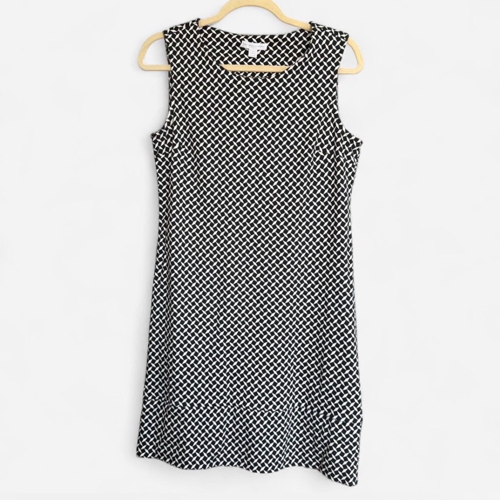 New York & Company Black and White Geometric Midi Dress